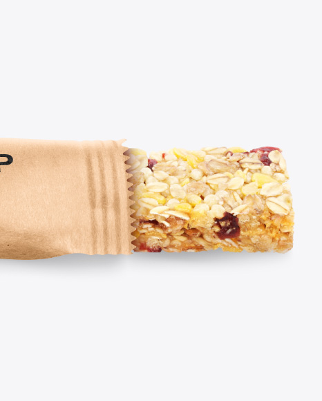 Opened Kraft Snack Bar Mockup