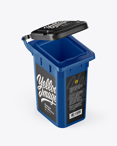 Textured Plastic Rubbish Bin Mockup - Half Side View