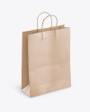 Kraft Glossy Shopping Bag with Rope Handle Mockup - Halfside View (High-Angle Shot)