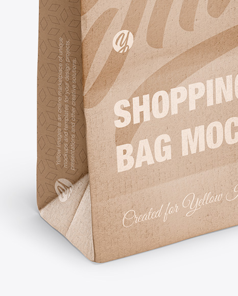 Kraft Matte Shopping Bag with Rope Handle Mockup - Halfside View (High-Angle Shot)