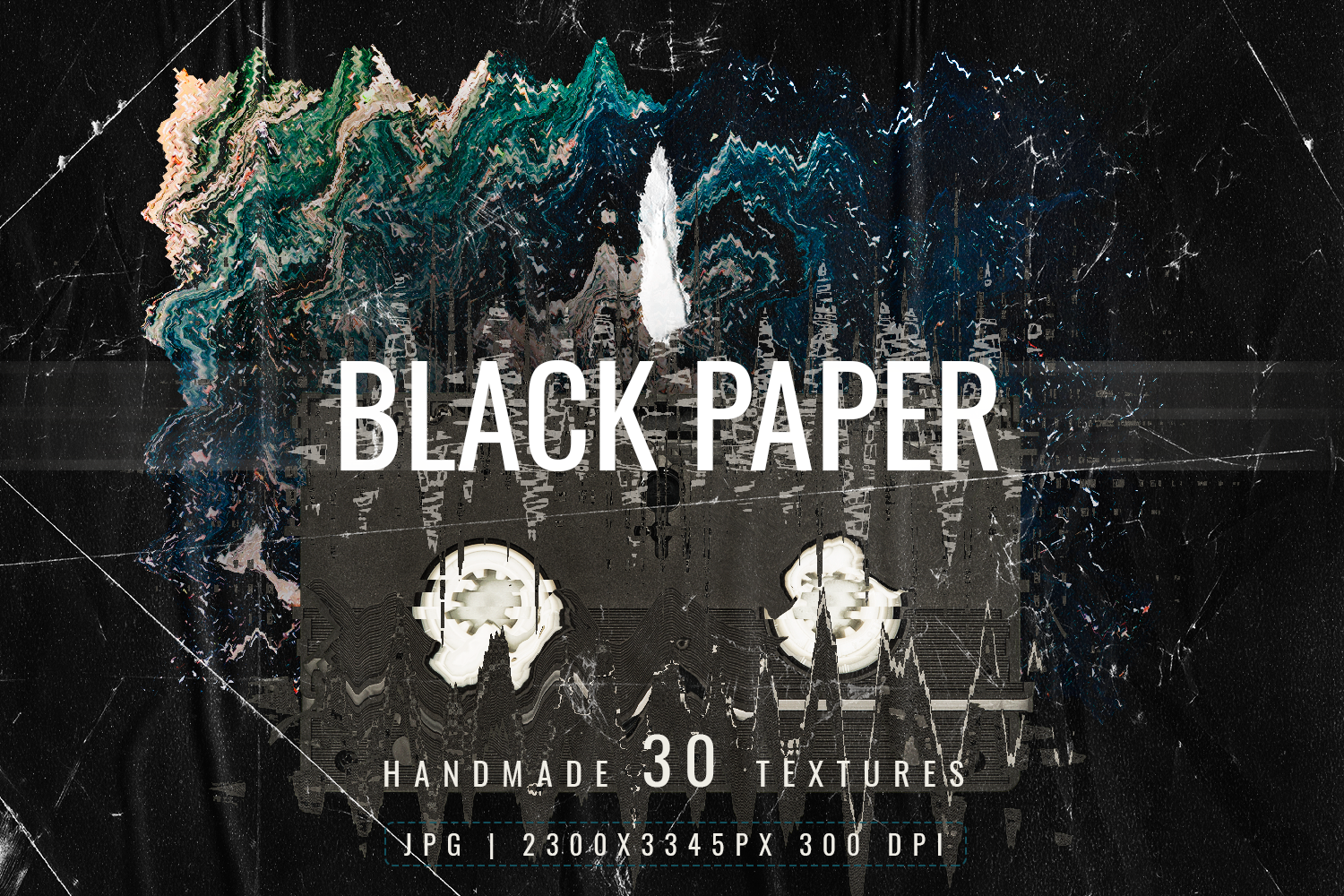 Black paper textures vhs pack