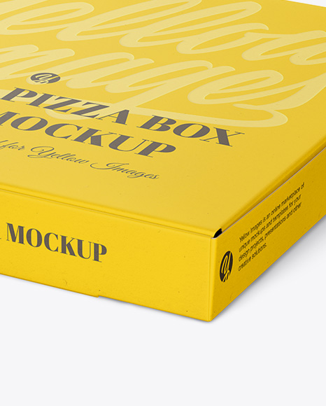 Cardboard Pizza Box Mockup - Halfside View