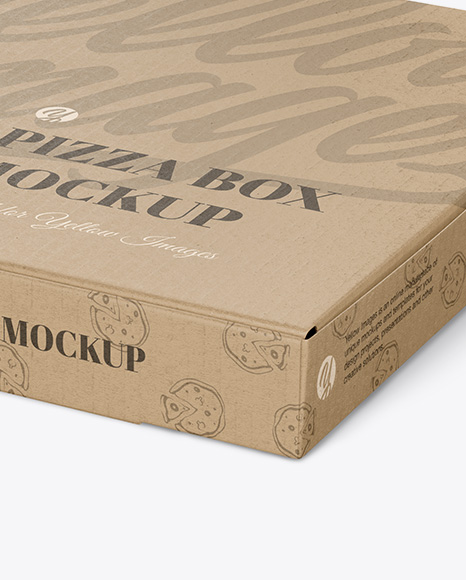 Kraft Pizza Box Mockup - Halfside View