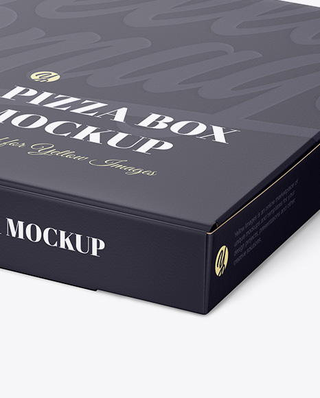 Textured Pizza Box Mockup - Halfside View