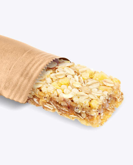 Opened Kraft Snack Bar Mockup