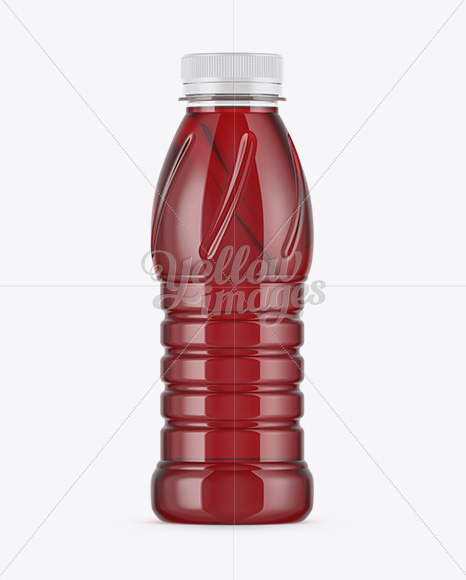 Plastic Bottle W/ Cherry Juice Mockup