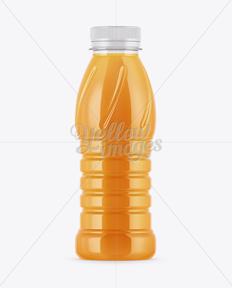 Plastic Bottle W/ Mango Smoothie Mockup