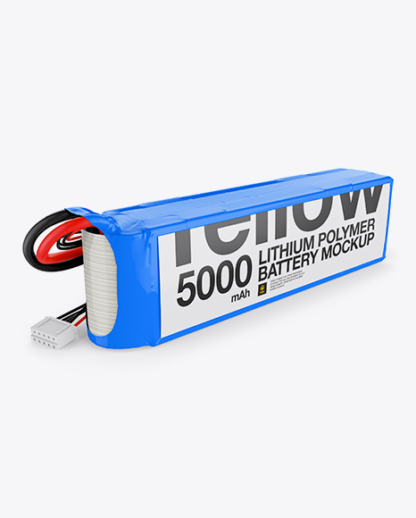 5000mAh 4S Lithium Polymer Battery Mockup - Half Side View - Free