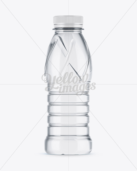 White Plastic PET Bottle W/ Water Mockup