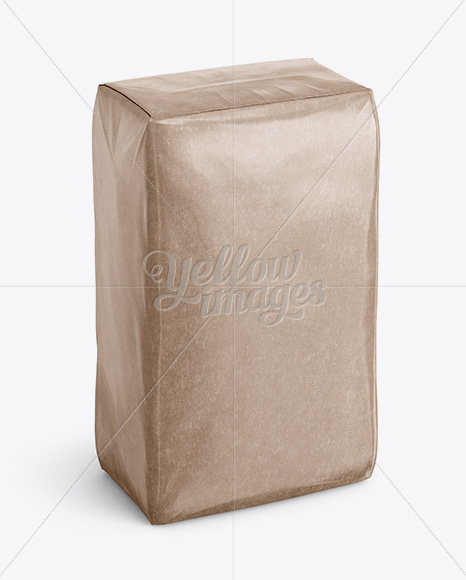 Glossy Kraft Paper Bag Mockup - Halfside View (High-Angle Shot)