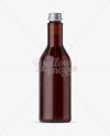 500ml Dark Amber Glass Bottle With Red Beverage Mockup