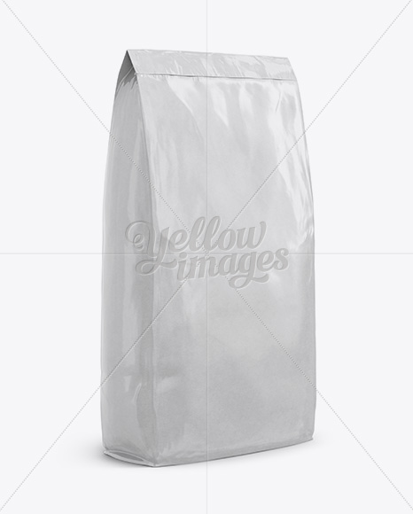 Glossy Paper Bag Mockup - Half Side View