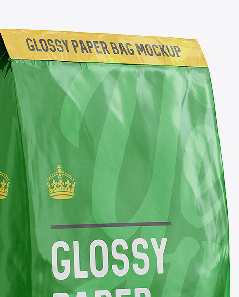 Glossy Paper Bag Mockup - Half Side View