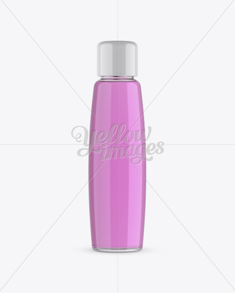 Clear Cosmetic Bottle W/ Pink Liquid Mockup