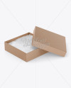 Kraft Paper Jewelry Box With Cotton Fill Mockup - Halfside View (High-Angle Shot)