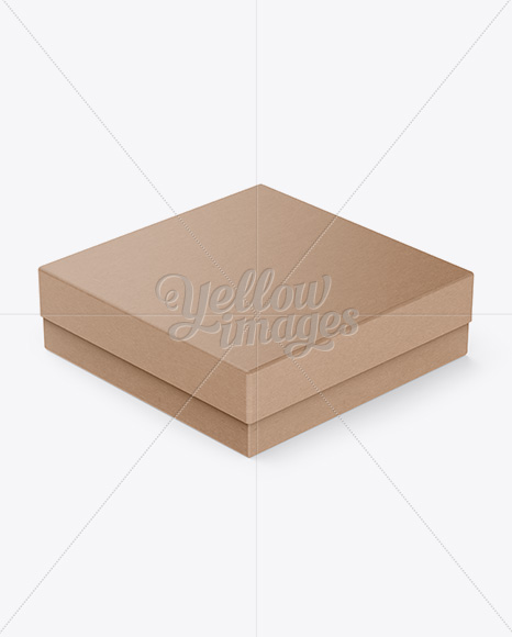 Kraft Paper Jewelry Box Mockup - Halfside View (High-Angle Shot)