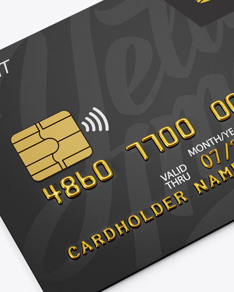 Credit Card Mockup - Halfside View (High-Angle Shot)