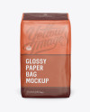 Glossy Paper Bag Mockup - Front View (High-Angle Shot)