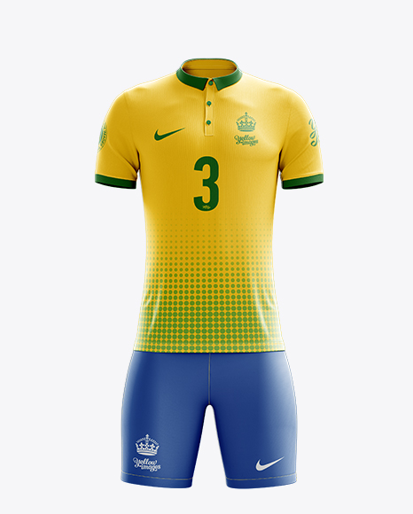 Men’s Full Soccer Kit with Polo Shirt Mockup (Front View)