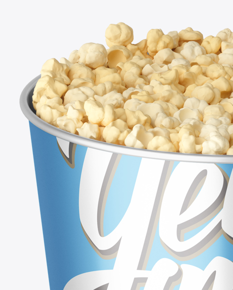 Large Metal Popcorn Bucket Mockup (High-Angle Shot)