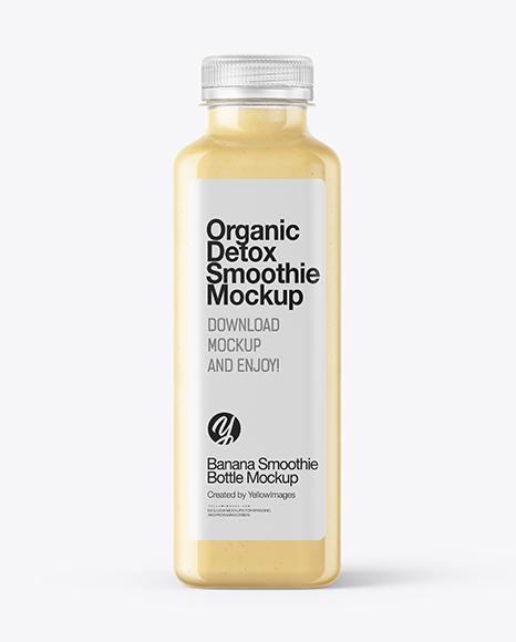 Square Banana Smoothie Bottle Mockup