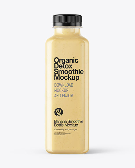 Square Banana Smoothie Bottle Mockup