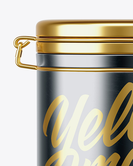 Matte Metallic Jar With Locking Lid Mockup