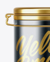 Matte Metallic Jar With Locking Lid Mockup