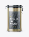 Matte Metallic Jar With Locking Lid Mockup