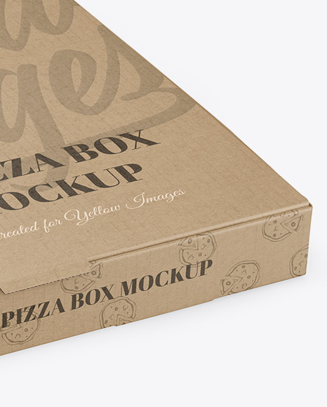 Kraft Pizza Box Mockup - Halfside View - Halfside View (high-angle shot)