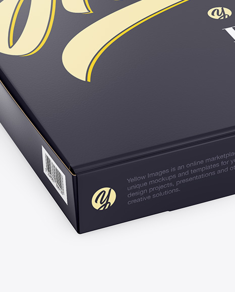 Glossy Pizza Box Mockup - Halfside View (high-angle shot)