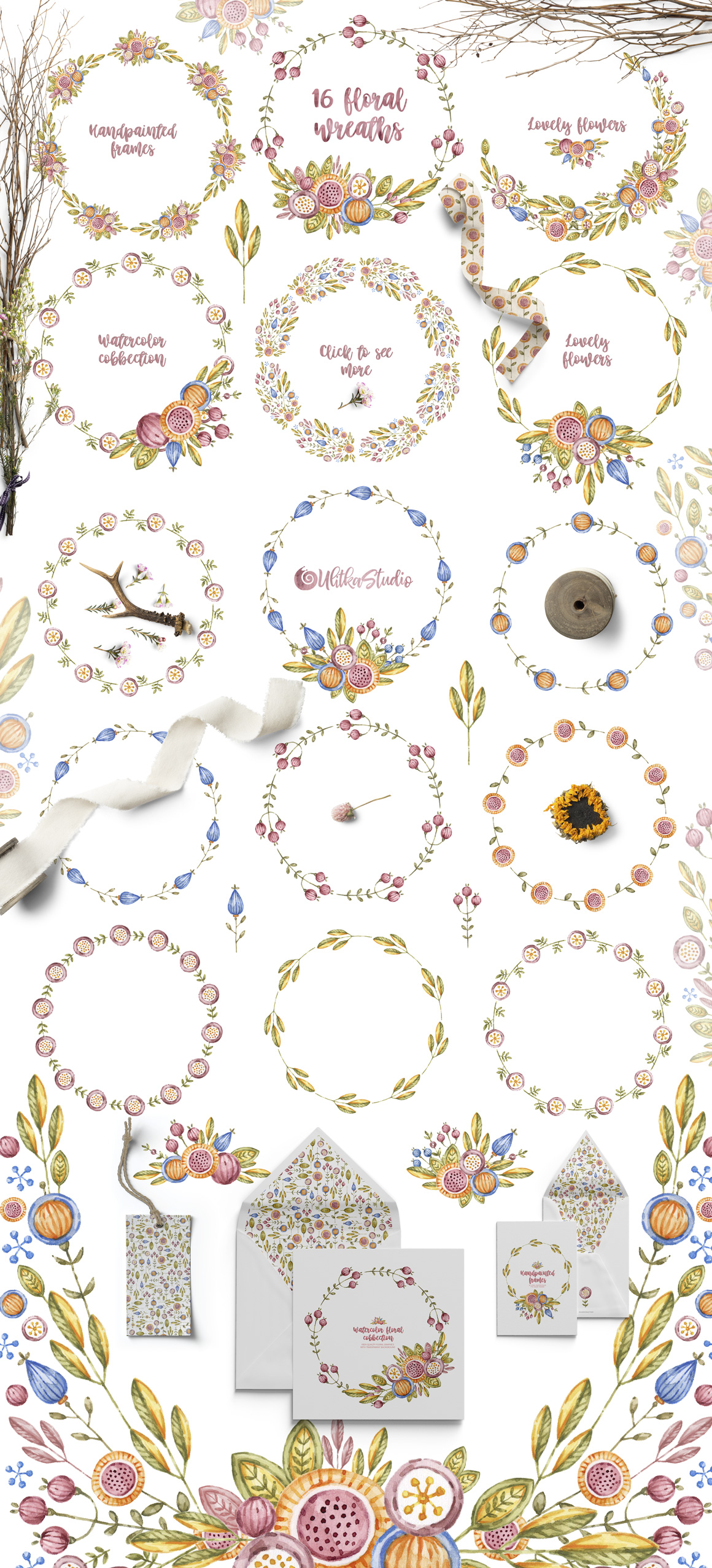 Cute owls. Watercolor collection with floral forest birds. Cute owls. Watercolor collection with floral forest birds.