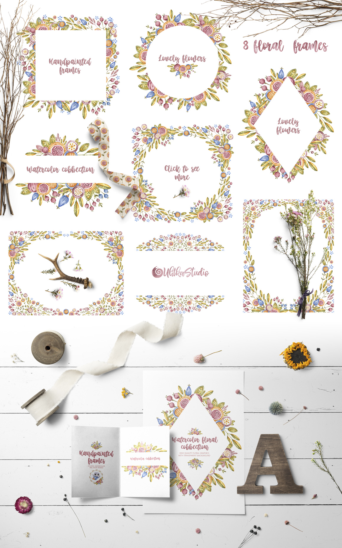 Cute owls. Watercolor collection with floral forest birds. Cute owls. Watercolor collection with floral forest birds.