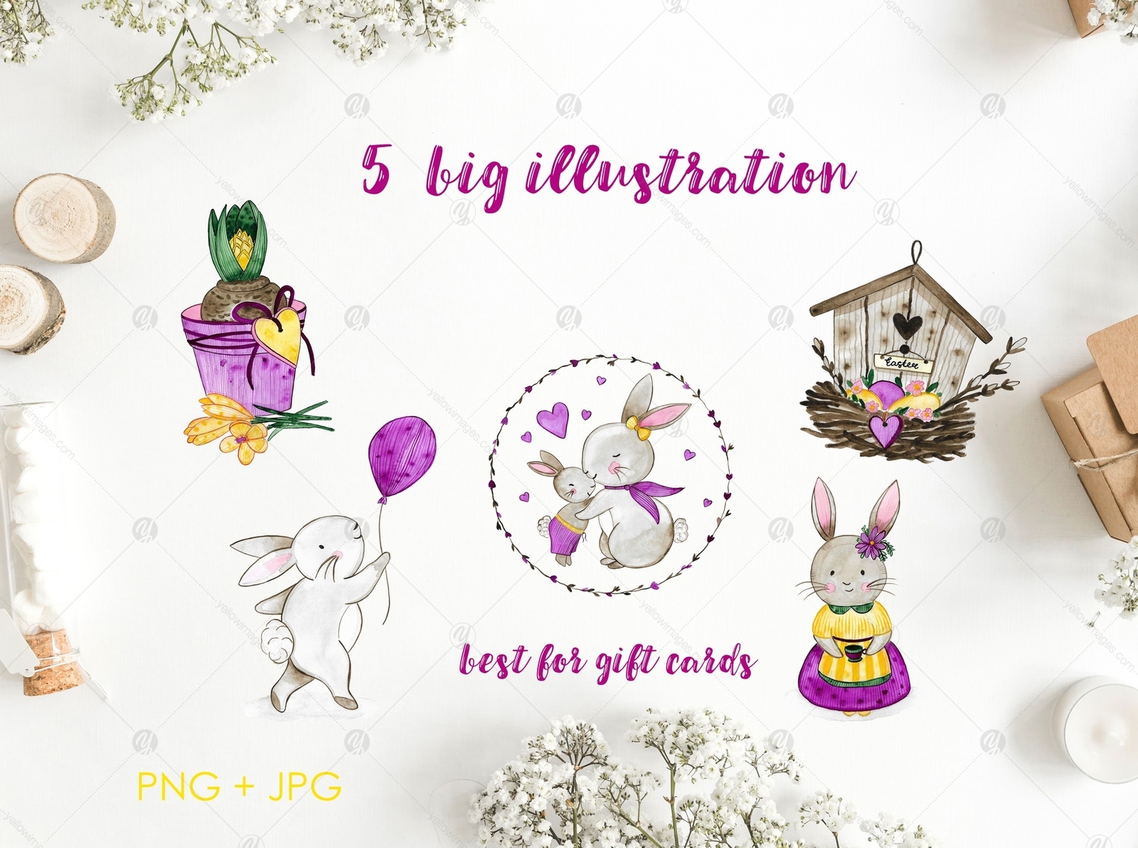 Happy Easter. Watercolor Set. Happy Easter. Watercolor Set.