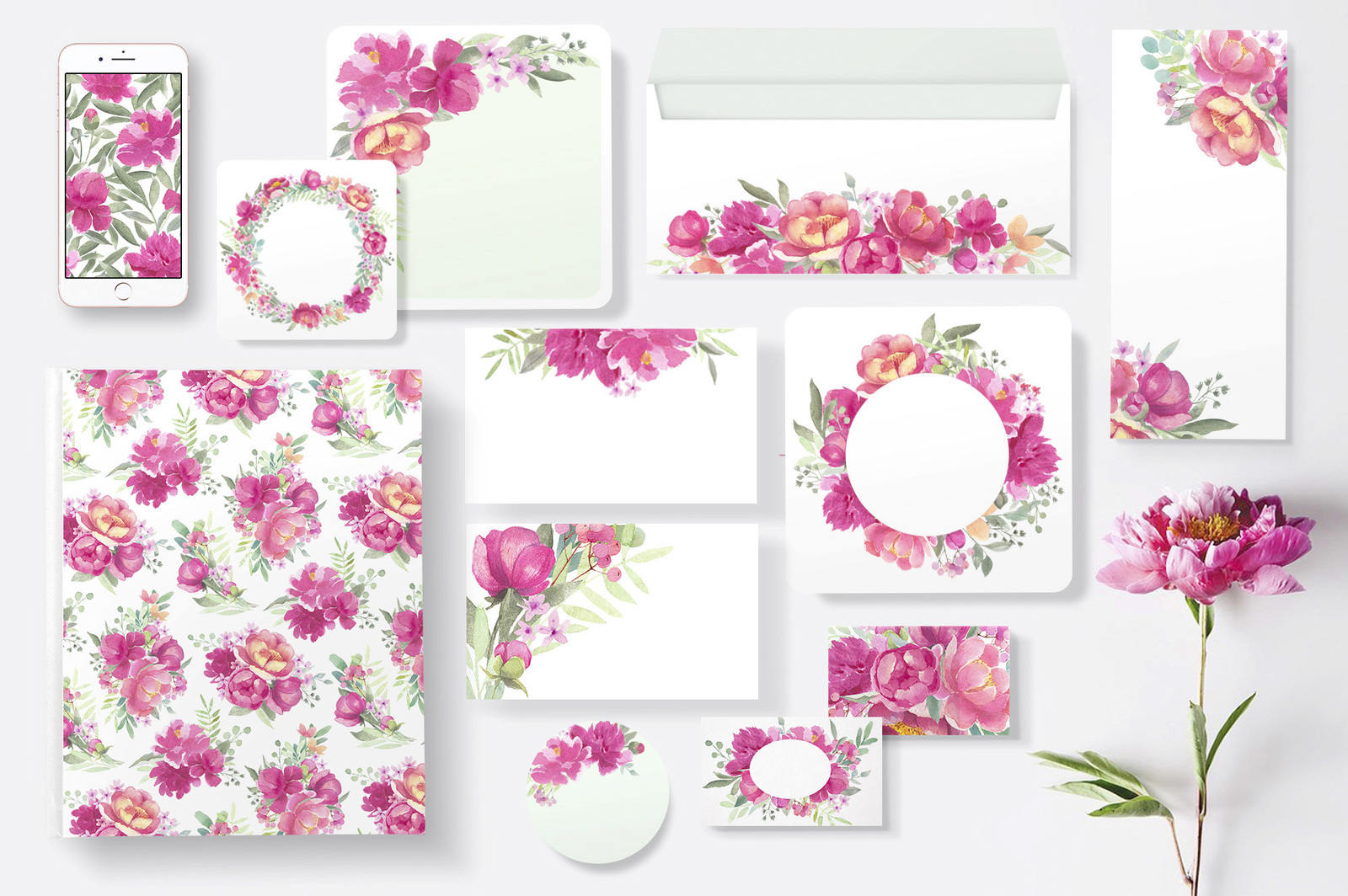 More Peonies Flower Graphic Set