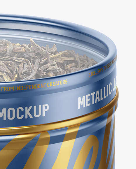 50g Metallic Jar With Clear Glass Window Mockup (high-angle view)