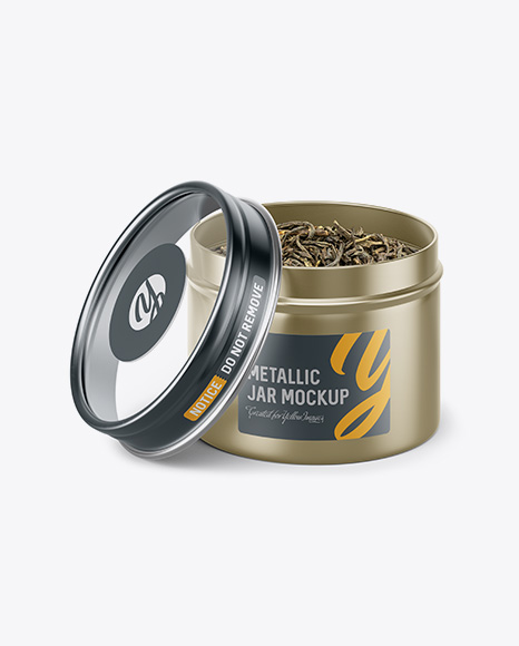 30g Metallic Jar With Clear Glass Window Mockup (high-angle view)