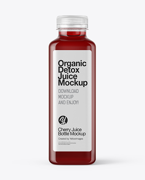 Square Cherry Juice Bottle Mockup