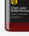 Square Cherry Juice Bottle Mockup