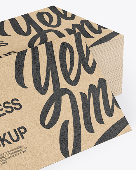 Stack of Kraft Business Cards Mockup