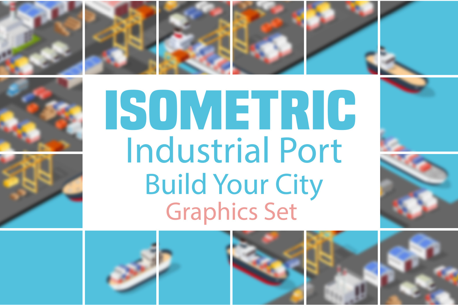Isometric port cargo ship Isometric port cargo ship