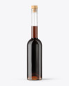 Black Rum Bottle with Wooden Cap Mockup