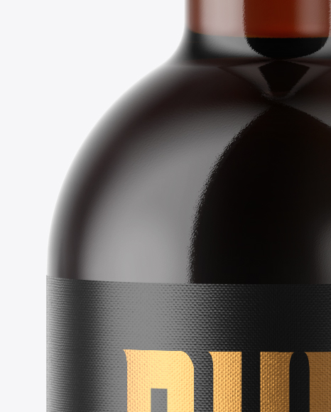 Black Rum Bottle with Wooden Cap Mockup