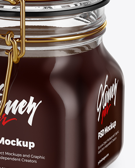 Glass Jar with Honey Mockup