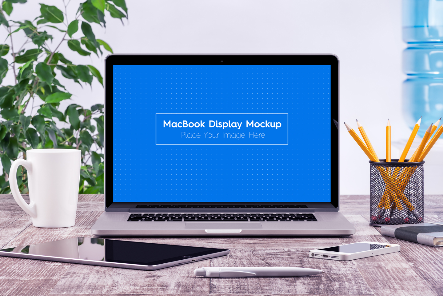 5 Workplace MacBook Display Mockups 5 Workplace MacBook Display Mockups