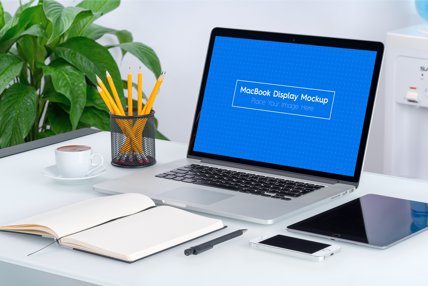 5 Workplace MacBook Display Mockups 5 Workplace MacBook Display Mockups