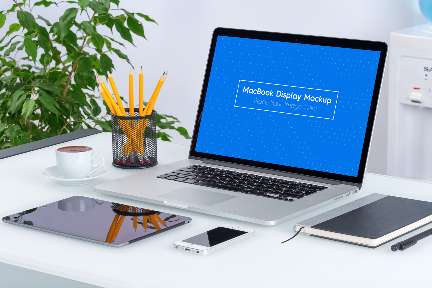 5 Workplace MacBook Display Mockups 5 Workplace MacBook Display Mockups