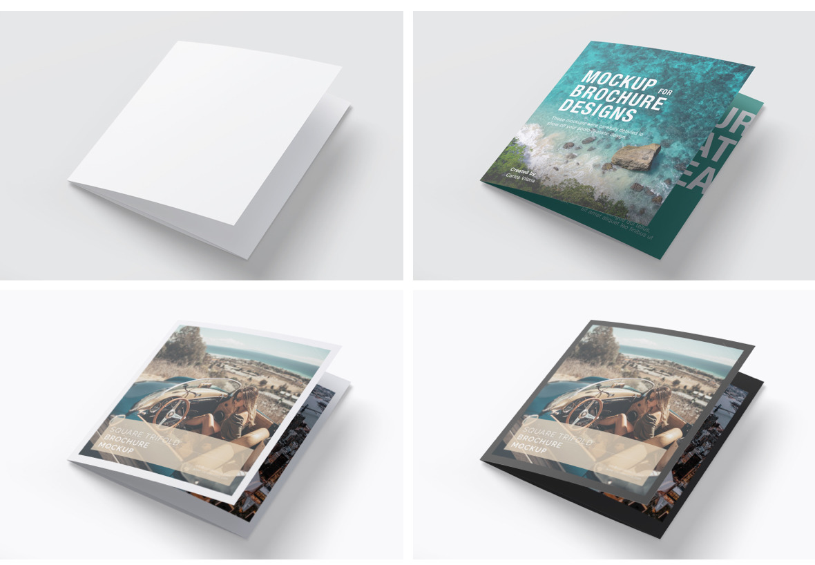 Square Trifold Brochure Mockup 01 Square Trifold Brochure Mockup 01