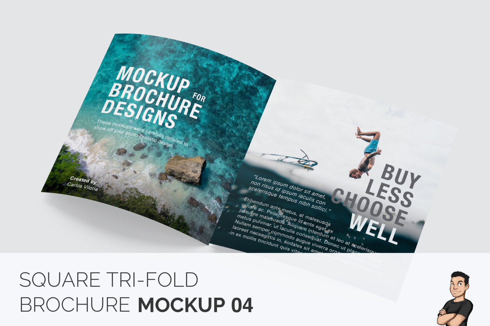 Square Tri-Fold Brochure Mockup 04