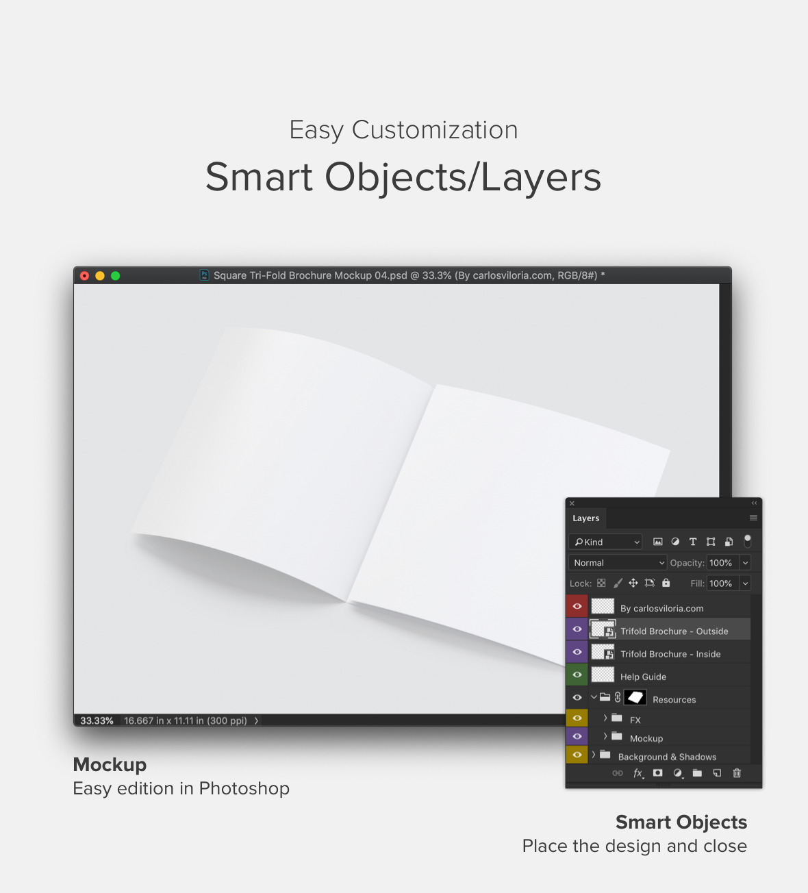 Square Tri-Fold Brochure Mockup 04 Square Tri-Fold Brochure Mockup 04
